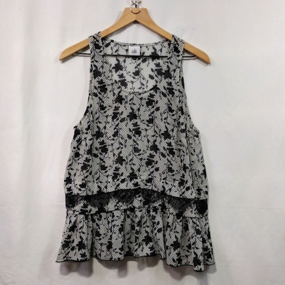Cabi Everything Top Women's S Black Floral Babydoll Retro 90s Beach Vacation - Picture 3 of 10